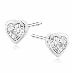 Cercei argint inima cu piatra DiAmanti KS0265ER_W-DIA (Argint 925‰ 1,1 g.)